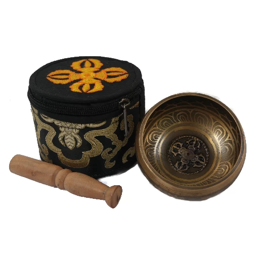 3.5" Double Dorje Singing bowl w/silk pouch SBT-2040 - Click Image to Close